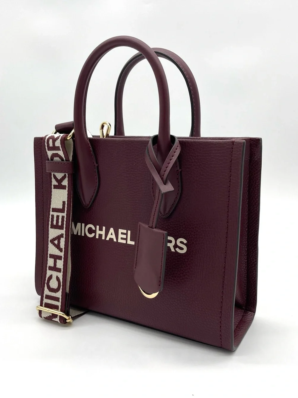 Michael Kors Small Mirella Leather Tote Crossbody Bag with Signature Strap